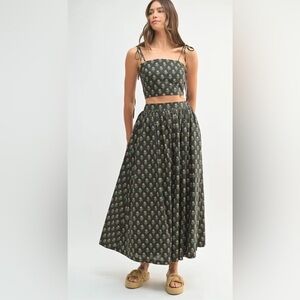 MABLE Floral Crop Top and Maxi Skirt Set